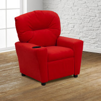 Flash Furniture Contemporary Kids' Red Microfiber Recliner with Cup Holder BT-7950-KID-MIC-RED-GG